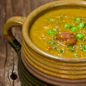 vegetarian split pea soup with mint